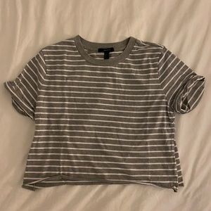 Grey, white striped F21 Cropped Top